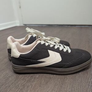 Brown Faux Suede and Cream sneakers